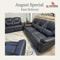 Black 3-Piece Reclining Sofa Set