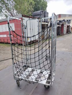 Galvanized Steel Folding Container Shelf Truck Cart Rolling Cage Trolley w Heavy Duty Caster - $80ea