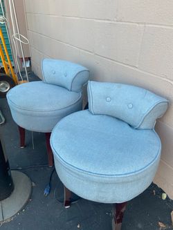 Pair of Blue Upholstered Accent Chairs