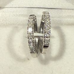 1ct diamong 18k white gold hoop earrings
