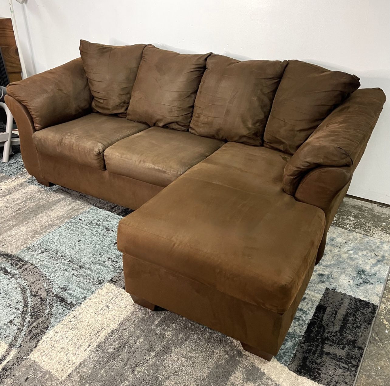 Brown Sectional Free Delivery Sofa Reversible Chaise Couch