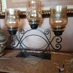 Candelero de Metal Y Vidrio 