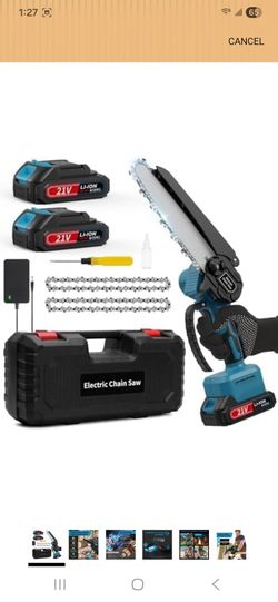 6-Inch Electric Chainsaw Cordless. Brushless Portable Handheld Small Chain Saw with 2 Batteries. for Wood Cutting/TreeTrimming/Courtyard