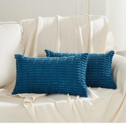 
Fancy Homi 2 Packs Teal Decorative Throw Pillow Covers 14x24 Inch for Living Room Couch Bed Sofa, Rustic Farmhouse Fall Home Decor, Soft Striped Cord