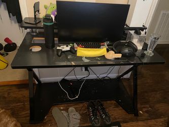 Black Gaming Desk with Monitor Shelf