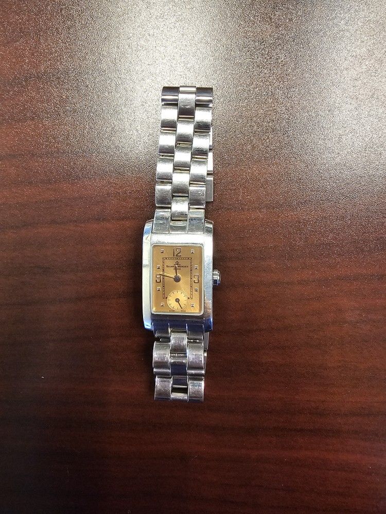 Baum & Mercier Genev Stainless Steel Bracelet Watch With Small Seconds Central Third Hand.