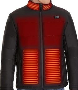 2XL: Men Heated Jacket Soft Cotton Fabric,Windproof Waterproof 7.4V Power Bank Technology
