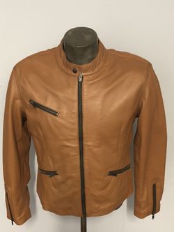 Women lambskin leather jacket cognac