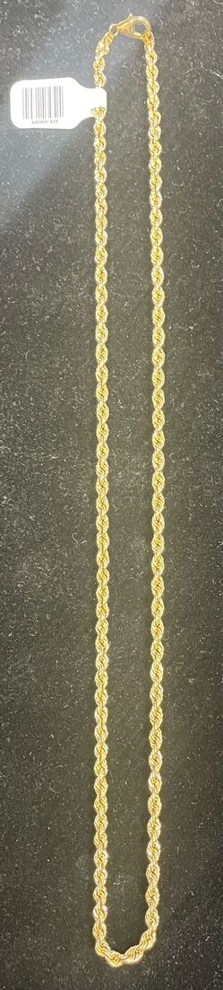 10k gold 20in rope chain with a lobster clasp
