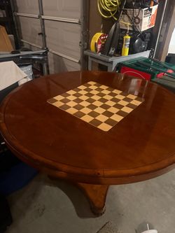 Round Wood Pedestal Game Table