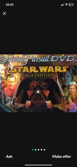 STARS WARS TRIVAL PURSUIT DVD SAGA EDITION WITH GAMEBOARD, 2 DVDS, 1 DIE, 4 CHARACTER TOKENS, 24 SCORING WEDGES, INSTUCTIONS, QUESTION-AND-