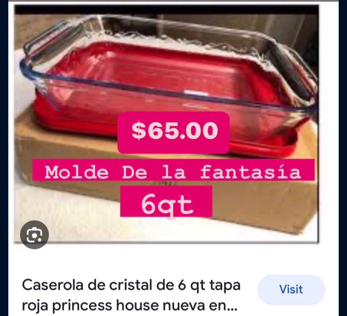 Especial Solo $65.00 Refractario Tapa Roja Lazanera De La Fantasía 9x13 De 9 Qt Princess House