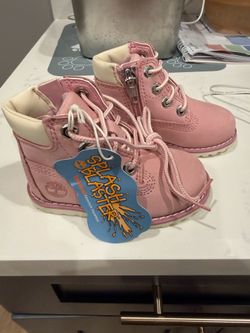 Timberland Pink Leather Bootie Baby Toddler Boots Lace Up Zipper Size 5 US