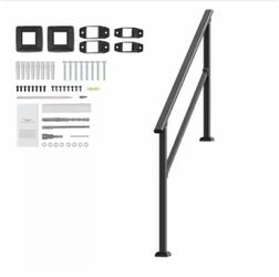 SVOPES 4-5 Step 36.22 in. H x 3.31 in. W, Black, Steel, Stair Railing Kit, Handrails for Outdoor Steps, Stair Rails for Seniors