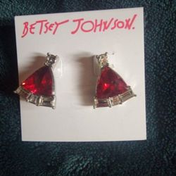 Red Sparkle Betsey Johnson Earrings 