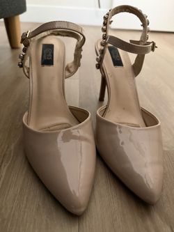 Jones Bootmaker Nude Patent Embellished Heels