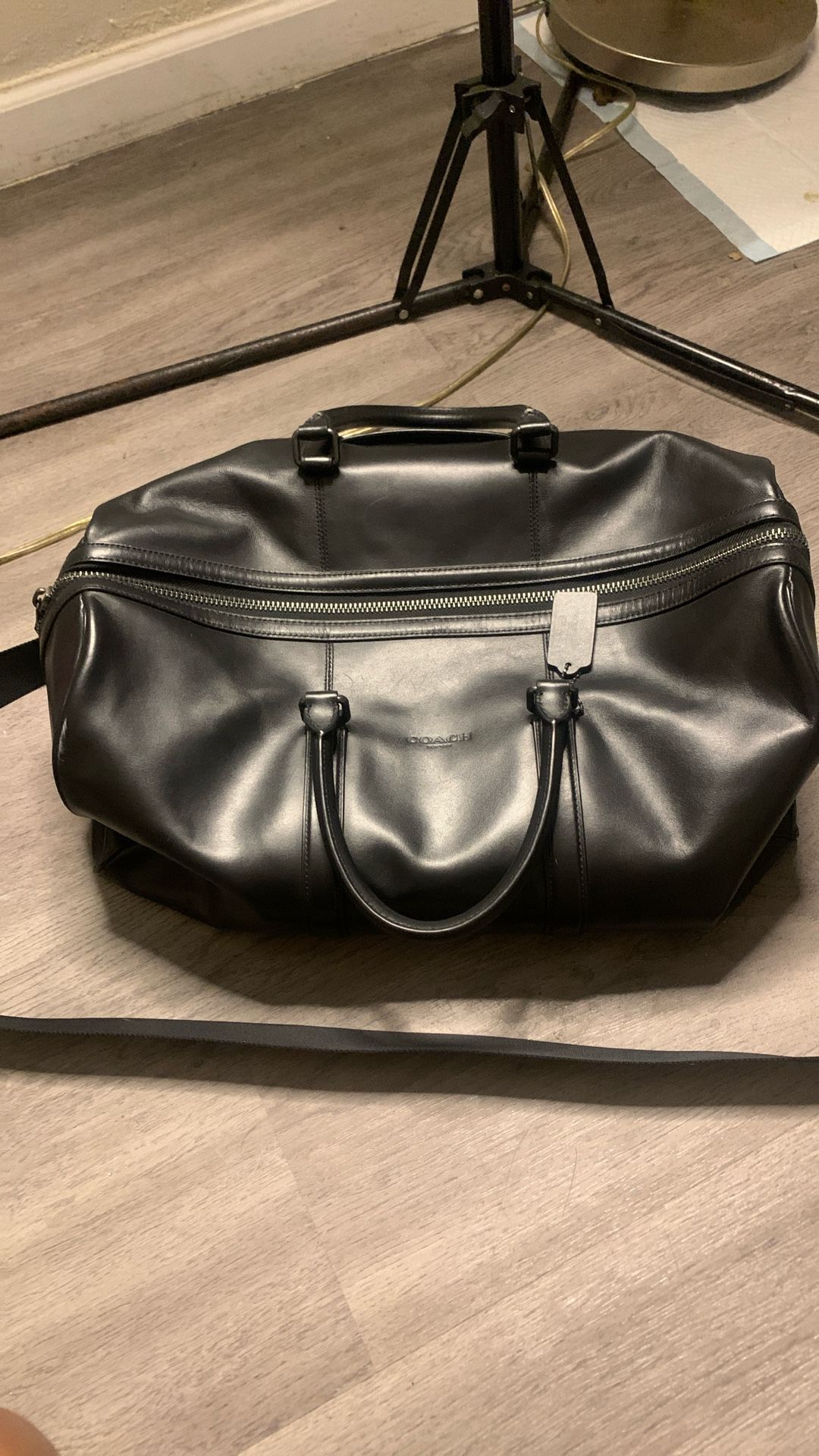 Jet Black Duffel Coach Bag