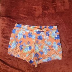 NWOT WOMENS DEREK HEART SHORTS ORANGE FLOWER PRINT PLUS SIZE 1X 
