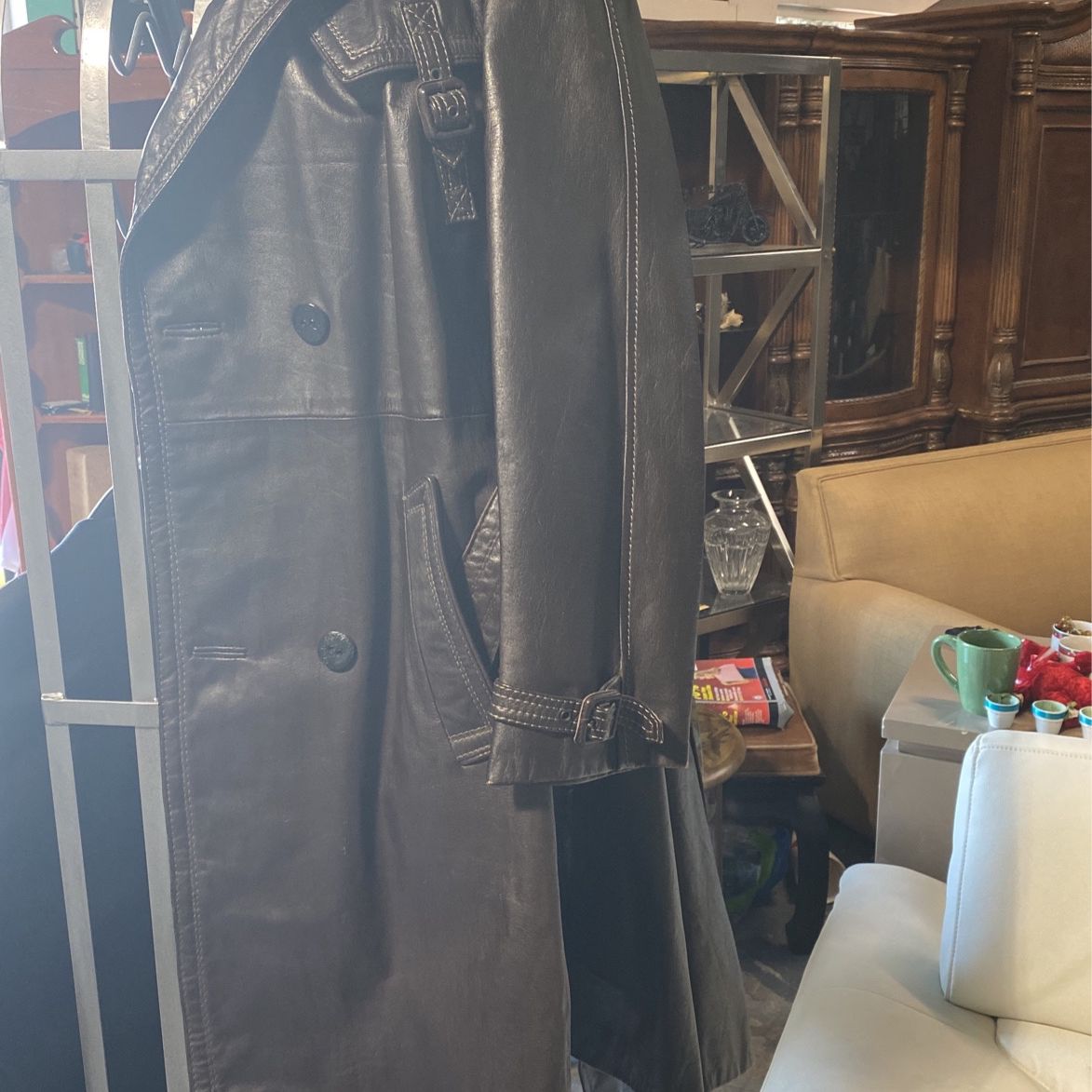 Coat Leather Full Length Size 4o