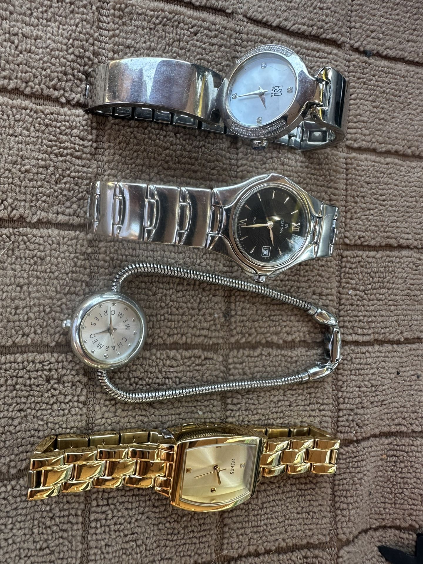Used Bundle Of 5 Woman’s ( Festina,ESQ,Guess,Charm Memories )
