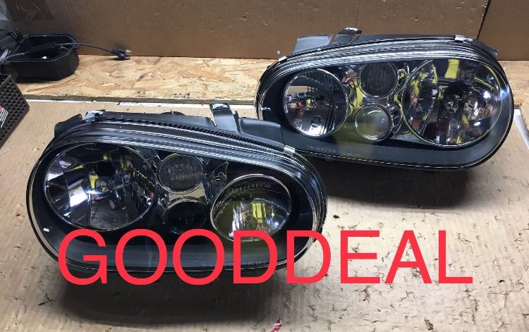 #OH86 FIT 99-2006 Volkswagen Golf 99-02 Volkswagen Cabrio Black OE Style Halogen Headlight Head Lights Pair Set
