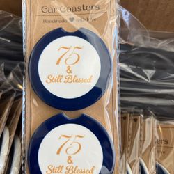 25 New 75th Birthday Ceramic Car Coaster Party Favors