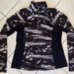 Tek Gear DryTek Women’s XL Black White Printed 1/4 Zip Athletic Pullover Top