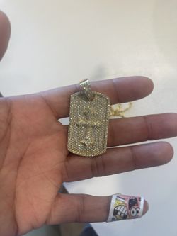 Vvs Moissanite, Dog Tag Pendant, Gold Tone