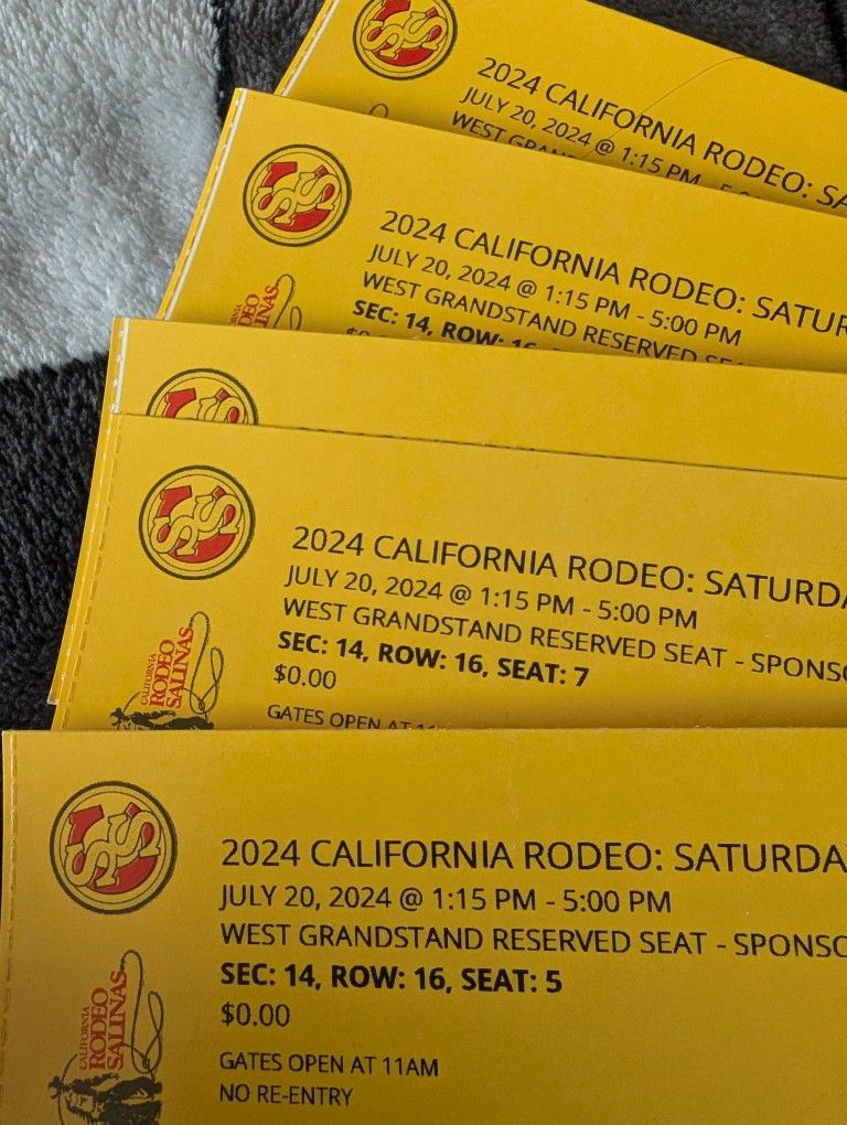 Rodeo Tickets For July 20 . $50 For All 5 Come Get Them Now