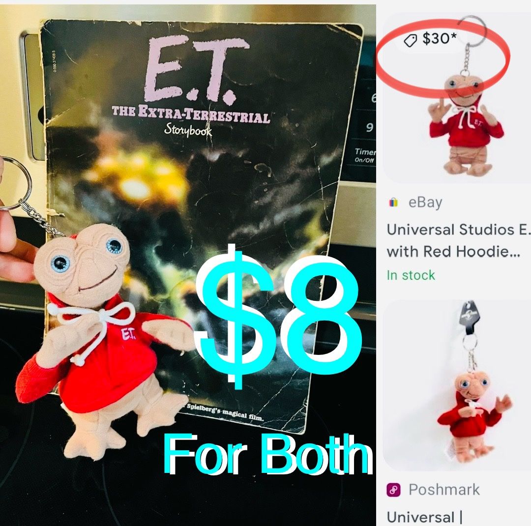 $8 For Both Universal Studios E.T Plushie Key Chain and large ET Book