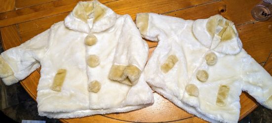 Children's White Faux Fur Coats – Set of 2