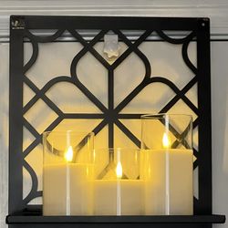 Set of 2- Black Metal Wall Candle Holder Set