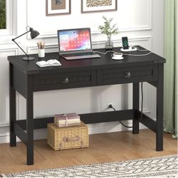Black Computer Desk With 2 Drawers