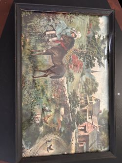 Antique - Farmers Daughter With Pony Art 