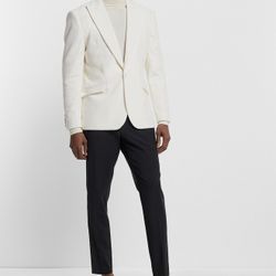 Express Men’s Ivory Velvet Tuxedo Blazer