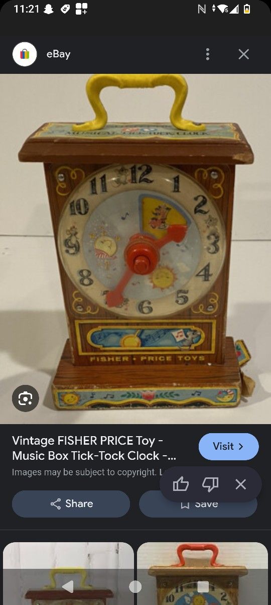 Vintage Clock Fisher Price Toy