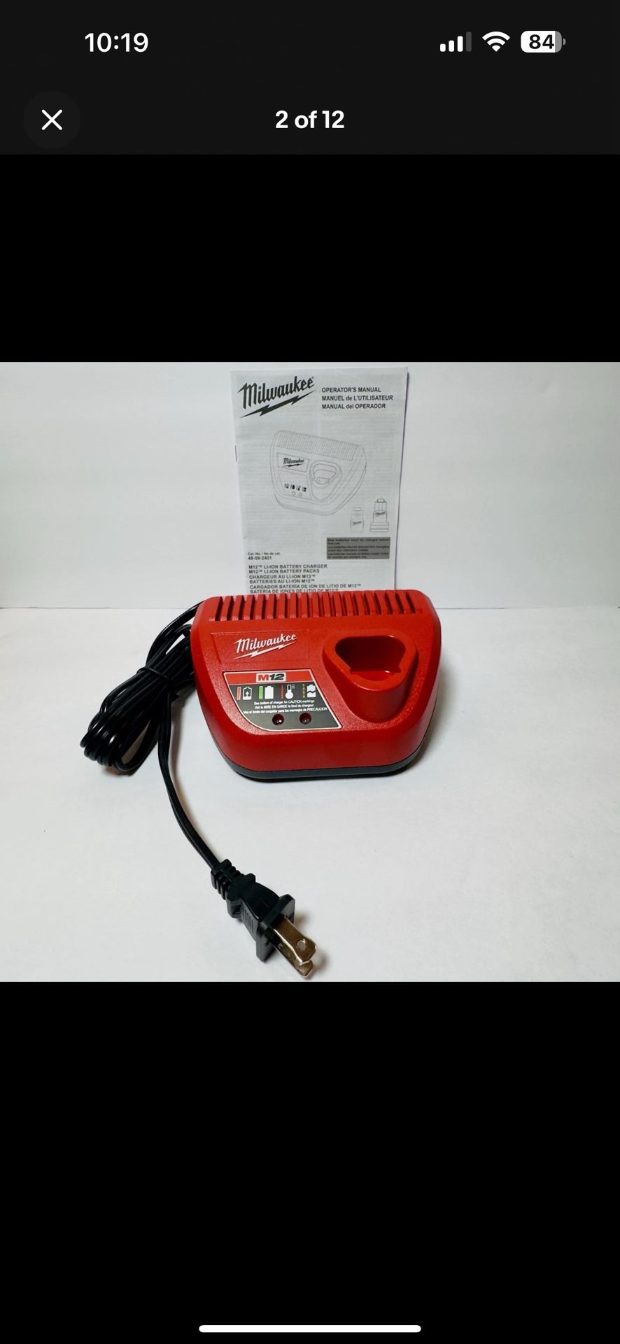 Milwaukee M12 Battery Charger Lithium-Ion 12V 48-59-2401