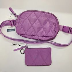 NEW Vera Bradley Ultralight Essential Mini Belt Bag in purple and a matching pouch keychain NWT