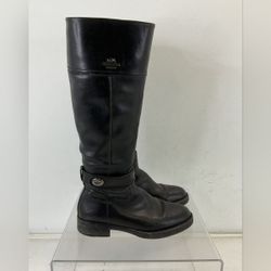 COACH DESIGBER EVA Leather Black Riding Boots 5.5