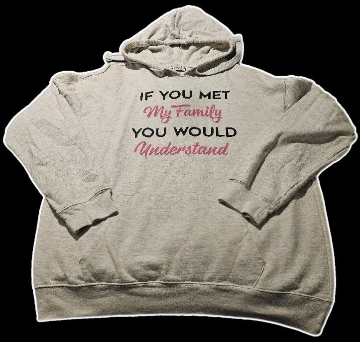 Wound Up Gray Hoodie with Pink and Black Text
