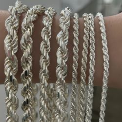 Sterling Silver 925 Solid Rope Chain 