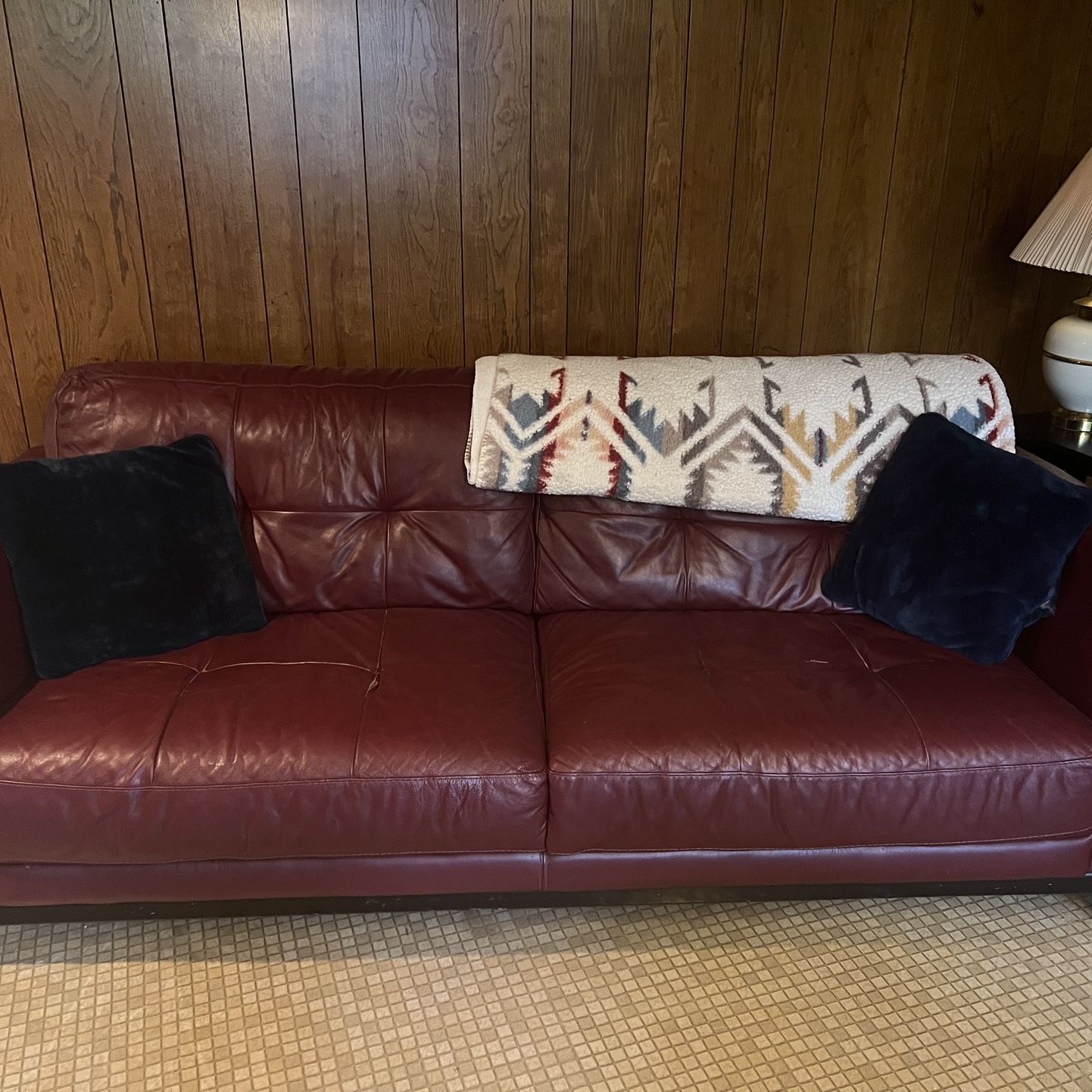 Leather couch and Matching Chair (red)