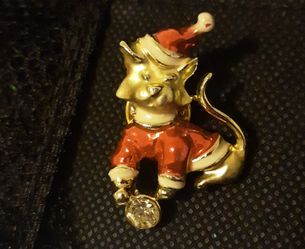 Vintage Cigi signed santa cat