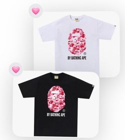 Bape tee pink and white