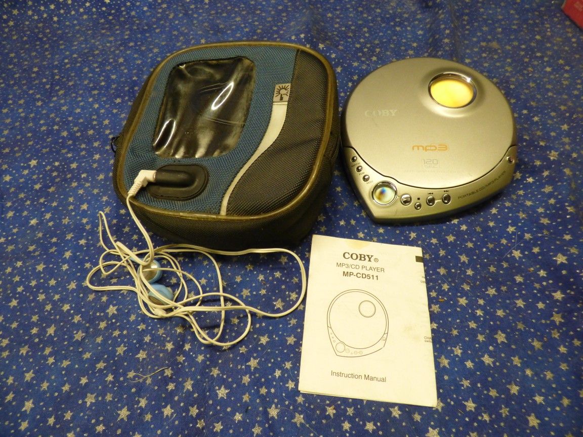 Coby portable CD-MP3 player with case