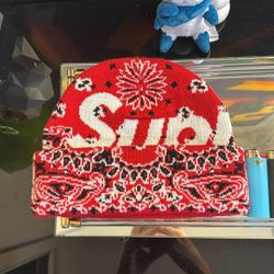 Red Supreme Bandana Beanie Brand New! 