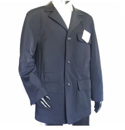 ZANETTI Leather Coat mens size 44 R EU 54 Blue Nylon Quilted Puffer Italy $2790
