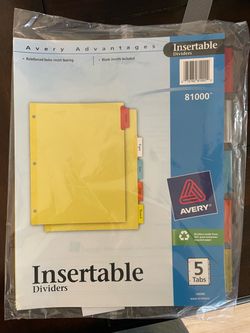 5 Tab Avery Dividers  Binder Pages
