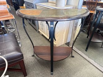 Demilune Console Table with Stone Top, Half Moon Table