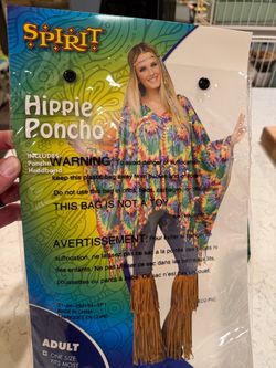 Hippie Poncho, fridge shoe covers, necklace, glasses & headband hippie constume